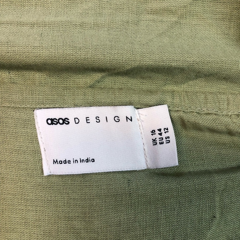 ASOS Women’s Spaghetti Strap Sage Green Side Zip Scallop Whimsical Fairy - Picture 7 of 9
